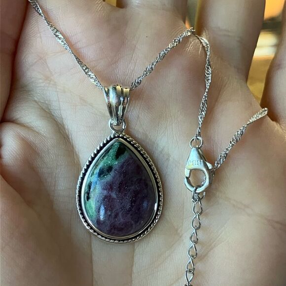 Ruby Zoisite Sterling Silver Necklace - Picture 8 of 8
